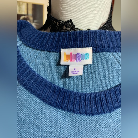 Lularoe Lauren Blue Color Block Sweater Dress - Picture 8 of 8
